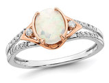1/3 Carat (ctw) Lab-Created Opal Ring in 14K White and Rose Gold with Diamonds